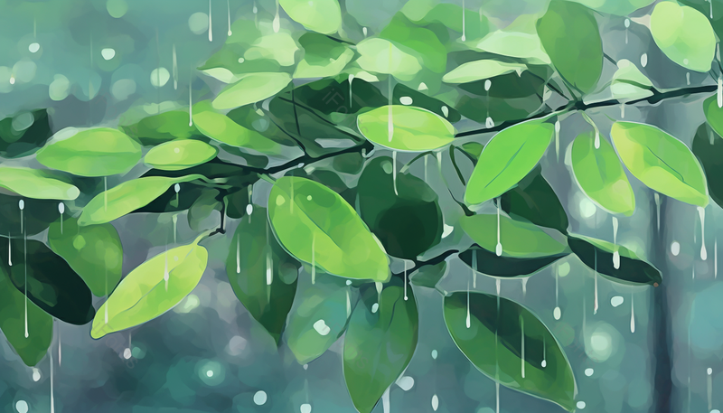 下雨天抽象绘画绿色树叶背景,插画/手绘图,插画/手绘图库,插画/手绘图下载,插画/手绘